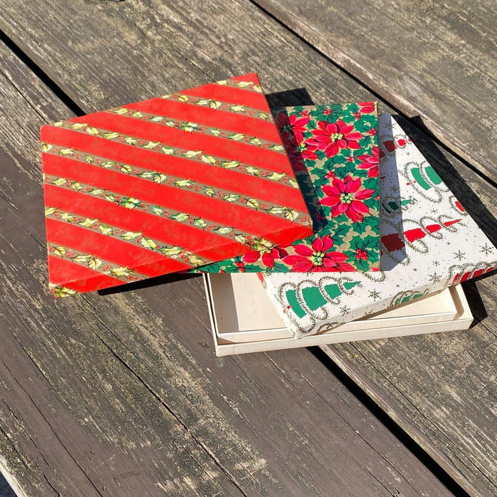 1960's nesting Vintage Christmas Gift Boxes-Christmas